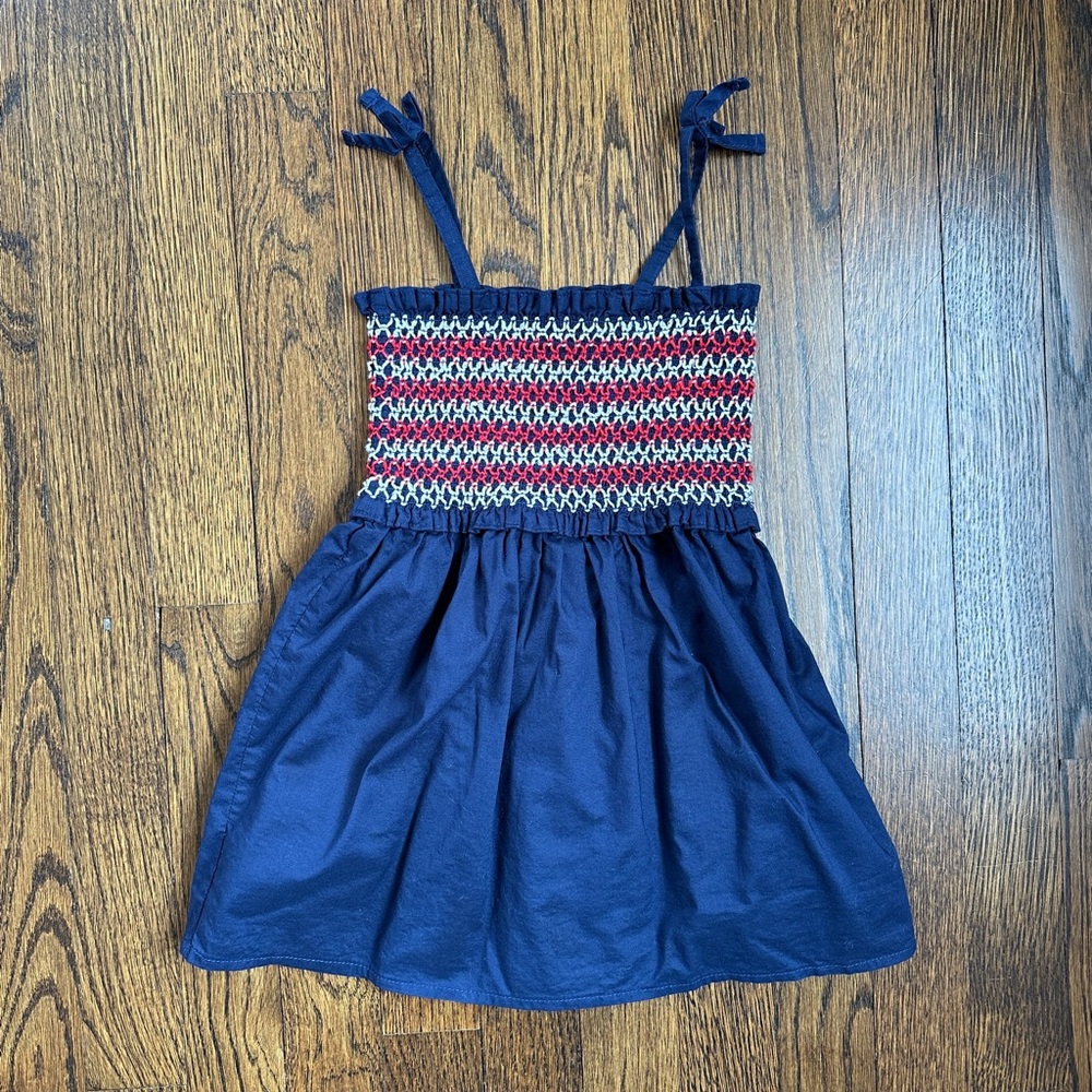 EUC Navy Blue and Red Smocked Dress 2T